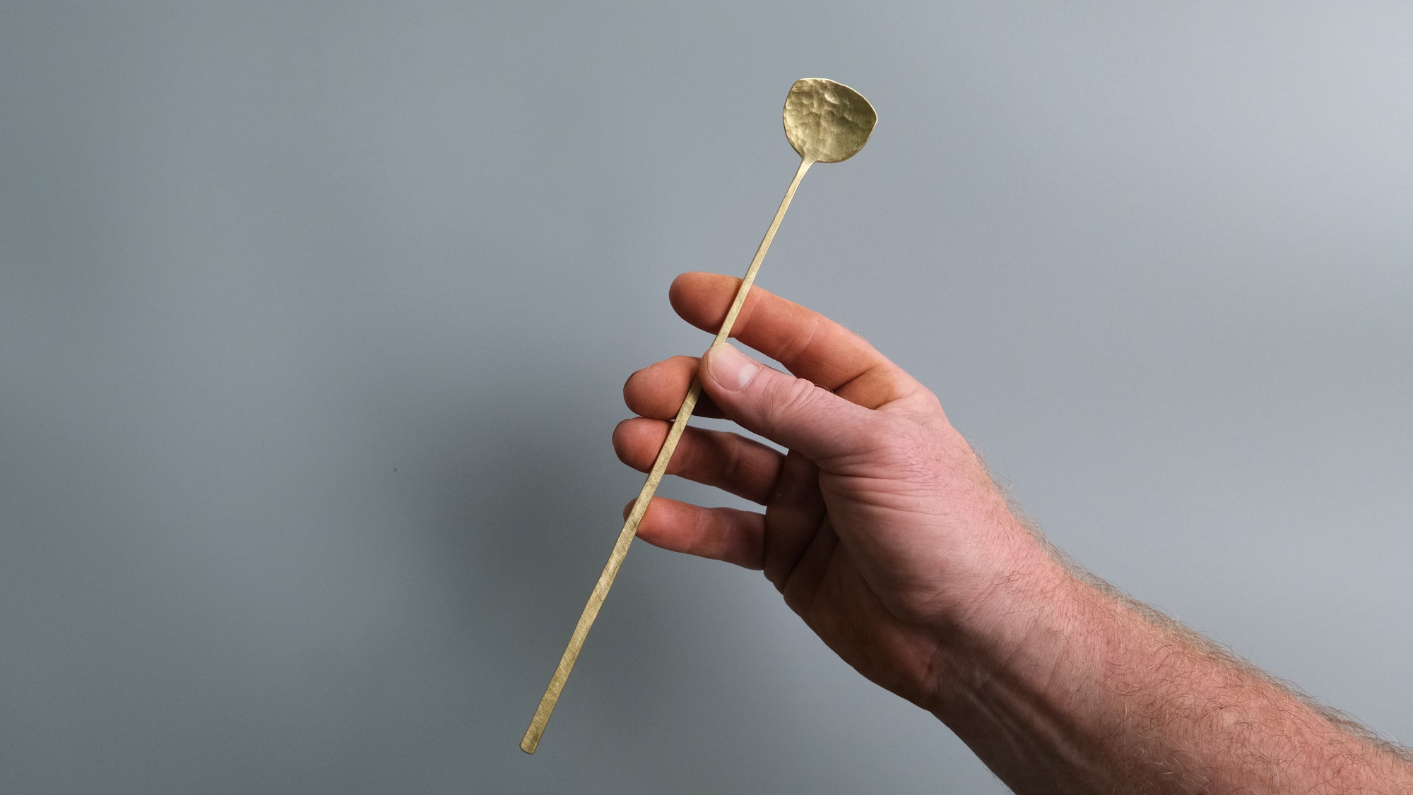 Hand forged brass cocktail spoon