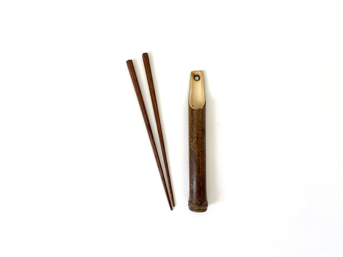 Walnut chopsticks with bamboo holder